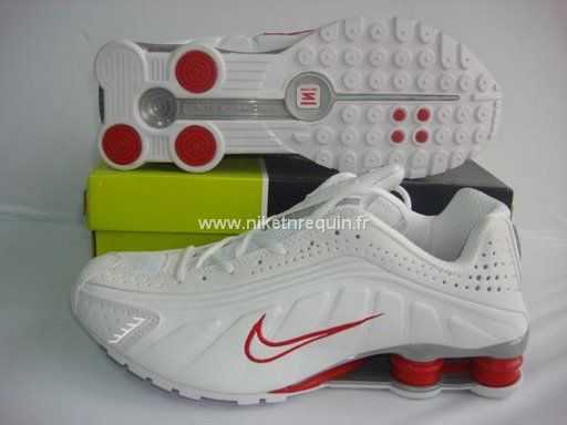 Nike Shox R4 Chaussures De Course Blanc Rouge